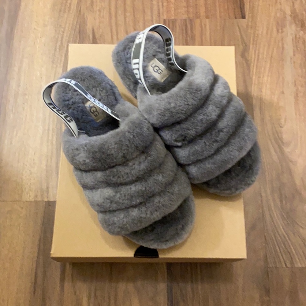 Ugg /W Fluff Yeah Slide Size 6/37 Gray